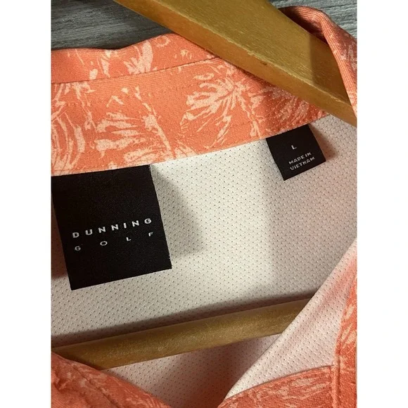 Dunning Golf Shirt Mens L Peach Floral Polo Short Sleeve Polyester/Spandex - Picture 3 of 6